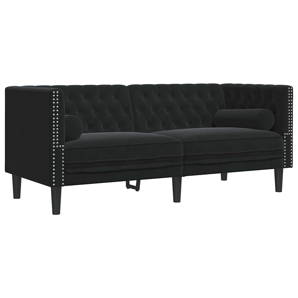 vidaXL Wohnzimmer Couch 3 pcs Schwarz 194 x 74,5 x 70,5 cm Samt