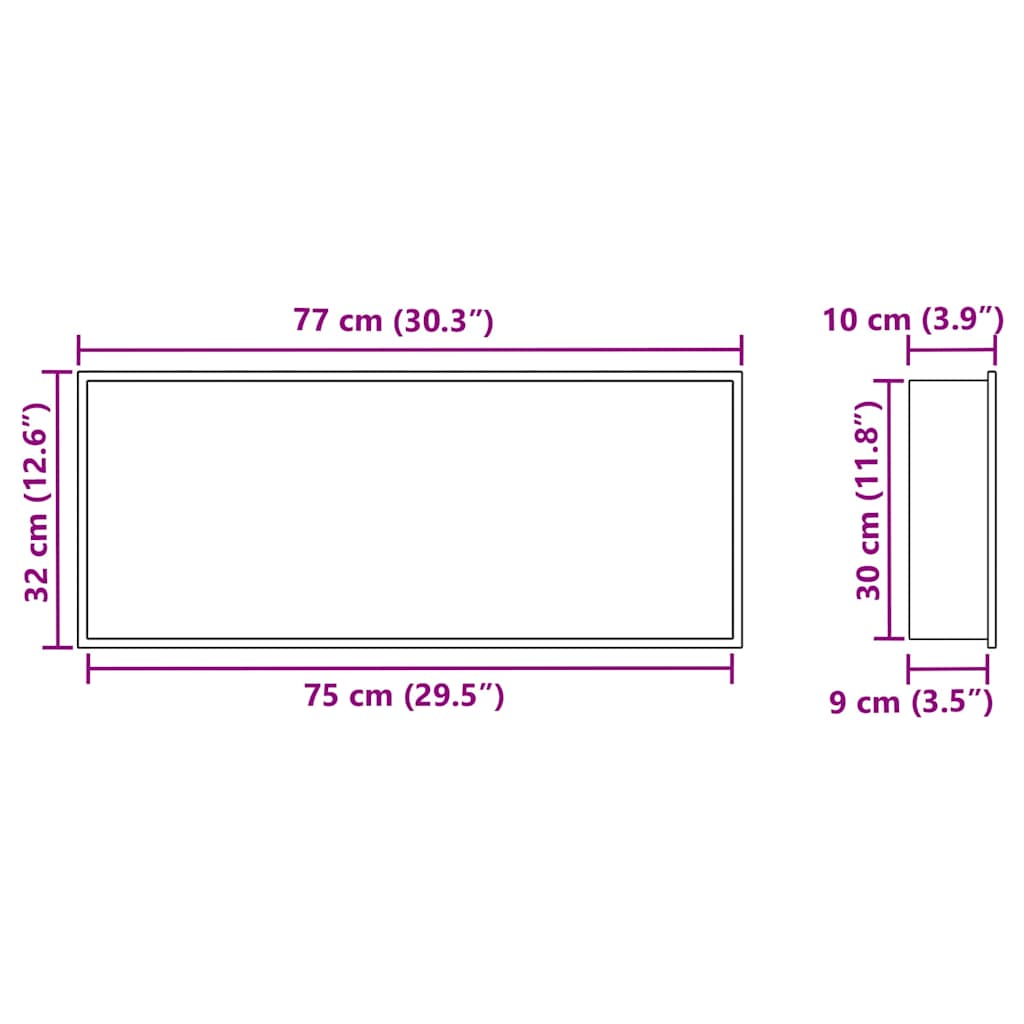 Duschnische Silber 75 x 30 x 9,5 cm Edelstahl