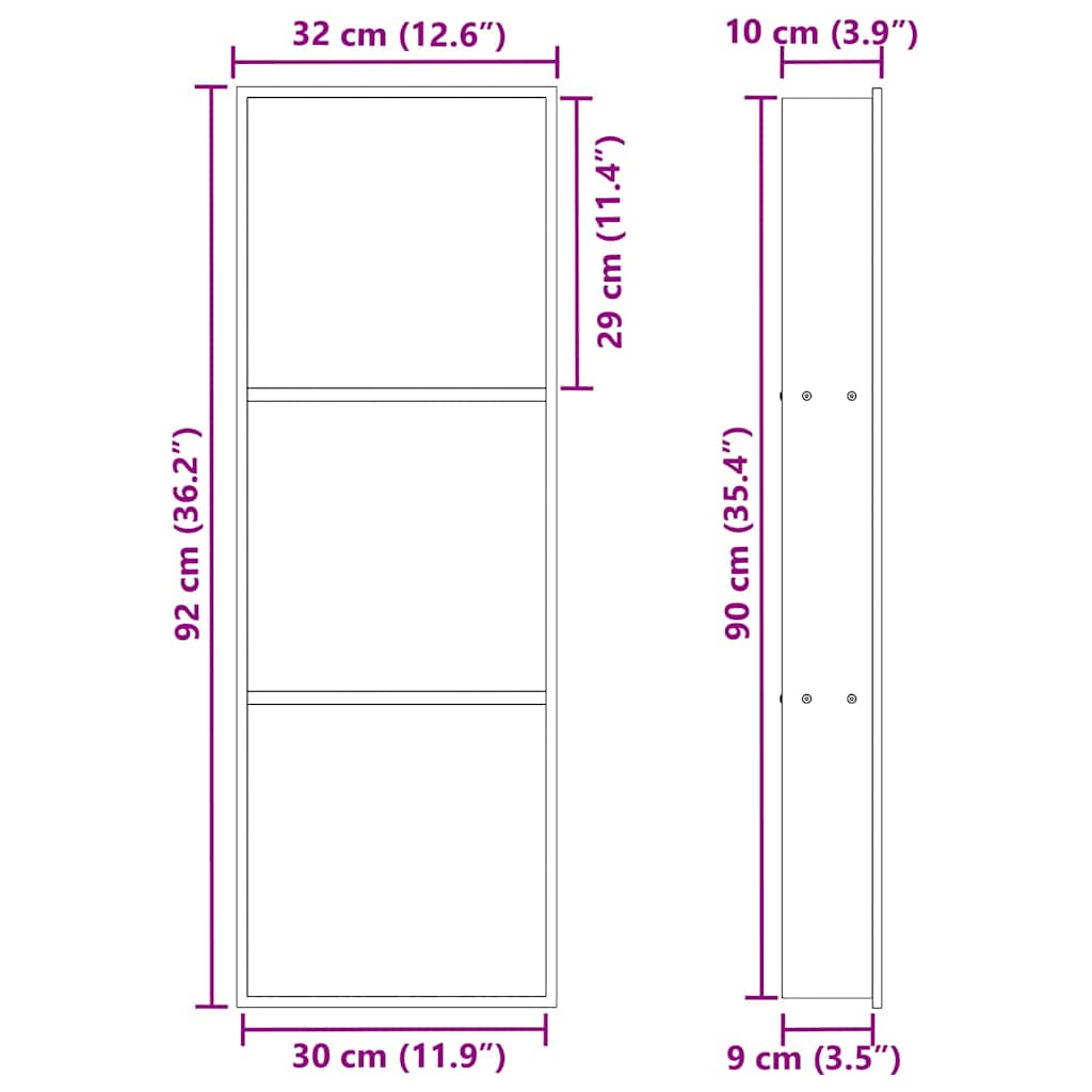 Duschnische Silber 90 x 30 x 9,5 cm Edelstahl