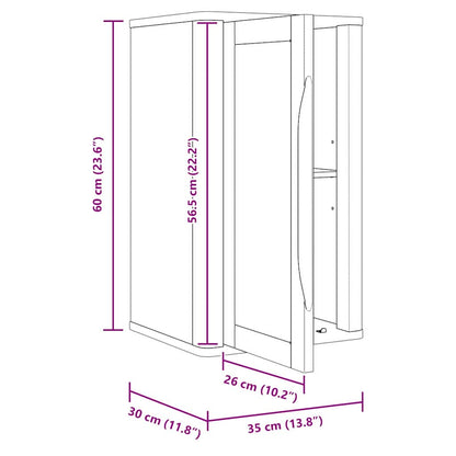 Badezimmer-Wandschrank mit Tür FLORO Wachsbraun 35 x 30 x 60 cm