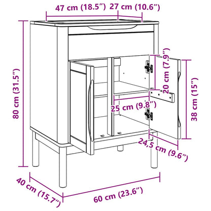 vidaXL Waschbeckenschrank mit Regal mit Tür FLORO Weiß 60 x 40 x 80 cm