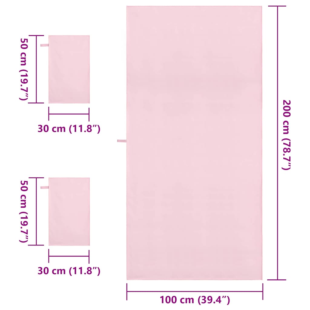 Sporthandtuch Set 3 pcs Rosa Polyester und Polyamid