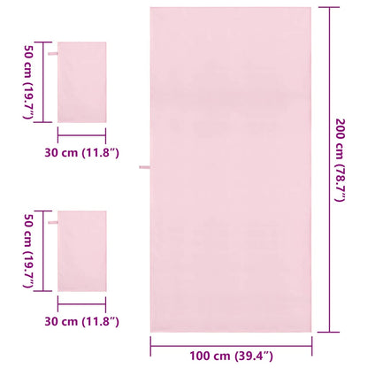 Sporthandtuch Set 3 pcs Rosa Polyester und Polyamid