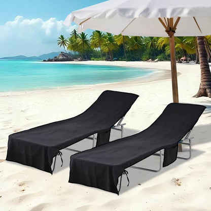 Sonnenliege-Tücher 2 pcs Schwarz 210 x 75 cm