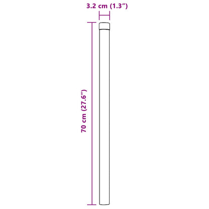 Zaunpfosten 2 pcs Grau 70 cm Pulverbeschichteter Stahl
