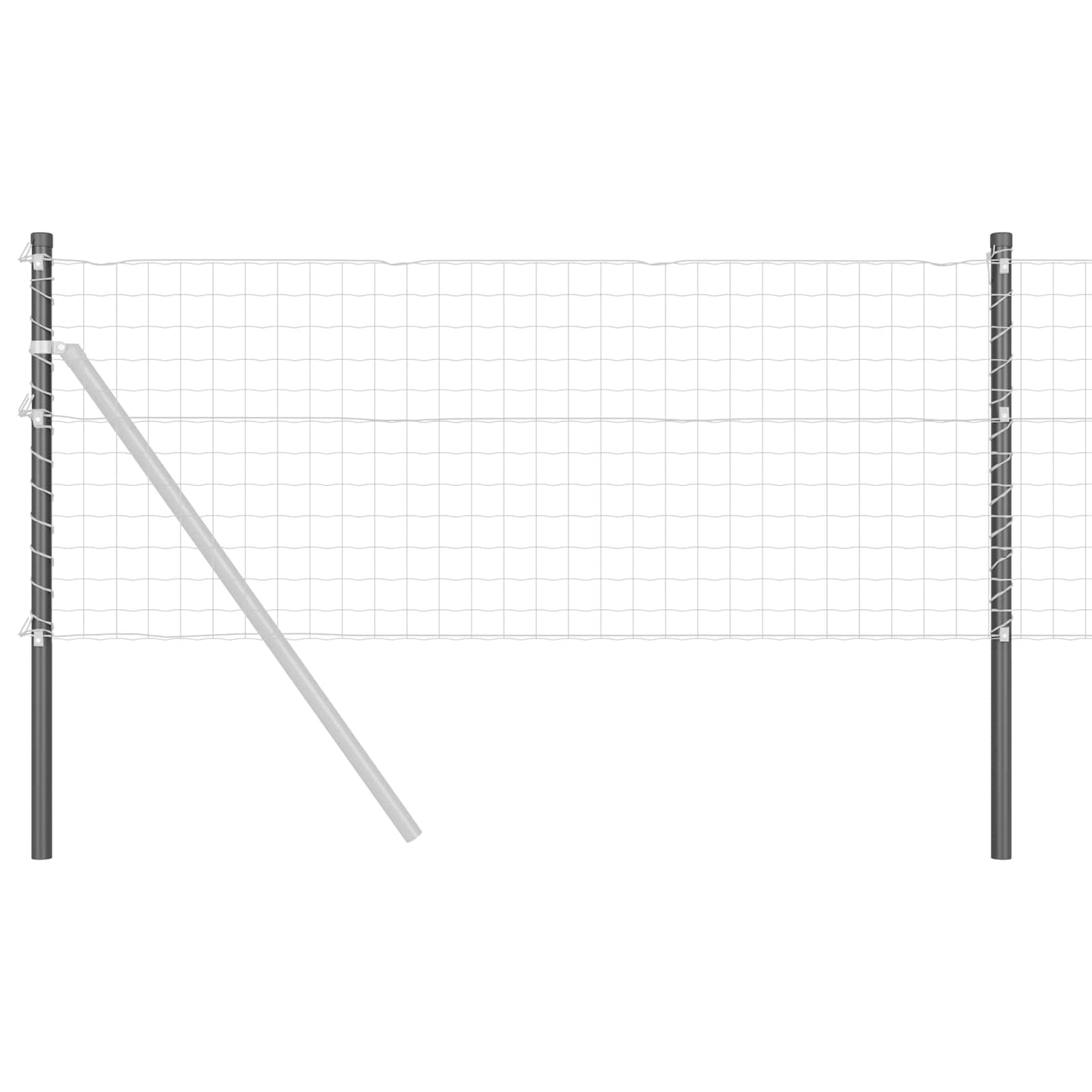 Zaunpfosten 2 pcs Grau 90 cm Pulverbeschichteter Stahl