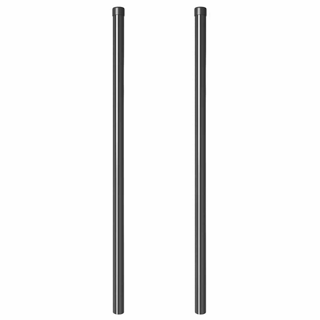 Zaunpfosten 2 pcs Grau 110 cm Pulverbeschichteter Stahl