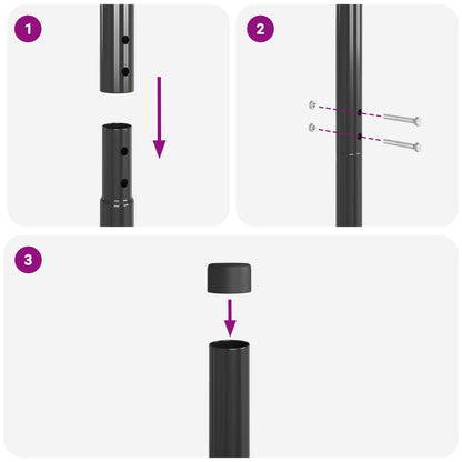 Zaunpfosten 2 pcs Grau Pulverbeschichteter Stahl