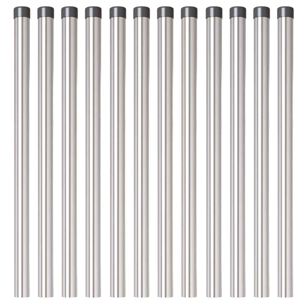 Zaunpfosten 12 pcs Silber 90 cm Pulverbeschichteter Stahl