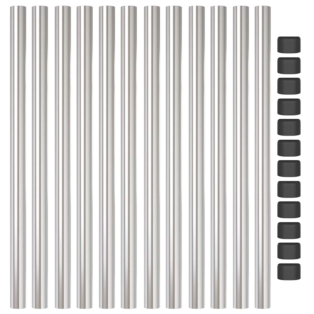 Zaunpfosten 12 pcs Silber 90 cm Pulverbeschichteter Stahl