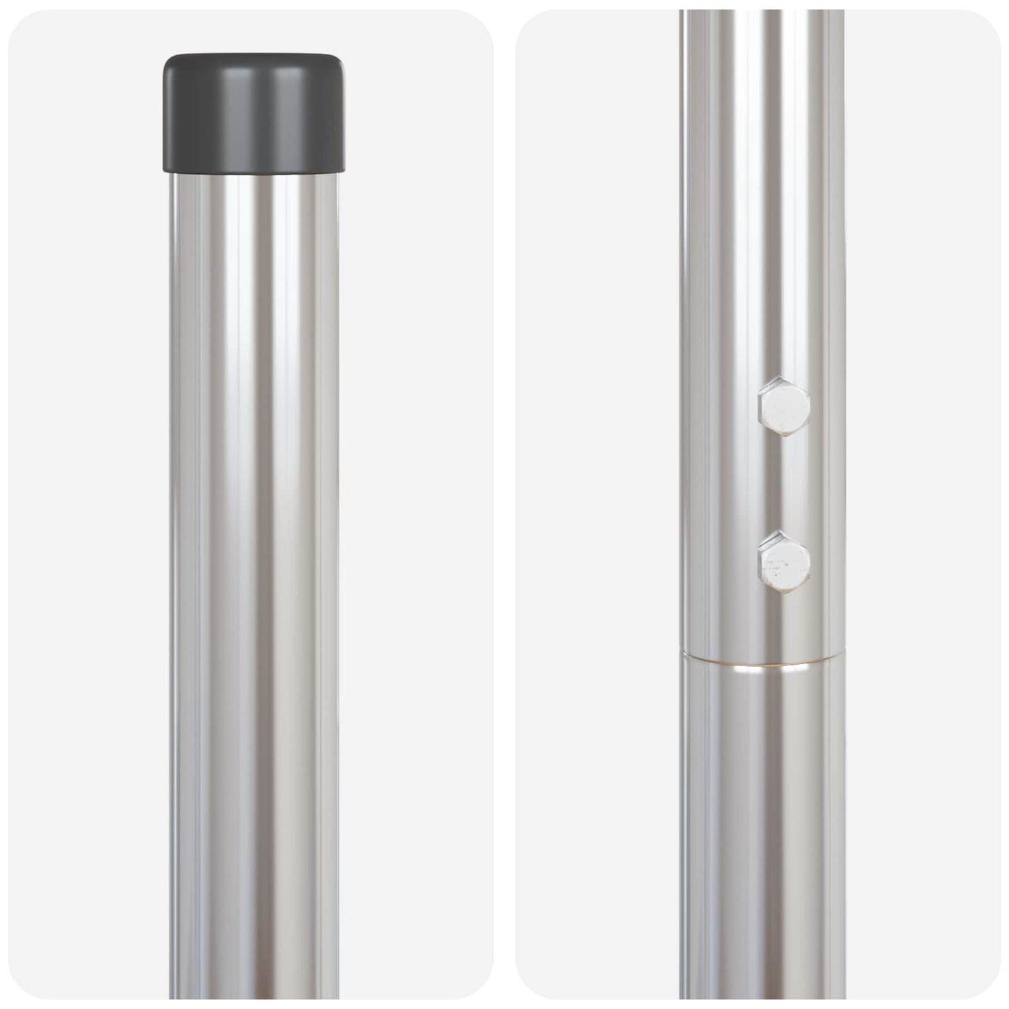 Zaunpfosten 2 pcs Silber Pulverbeschichteter Stahl