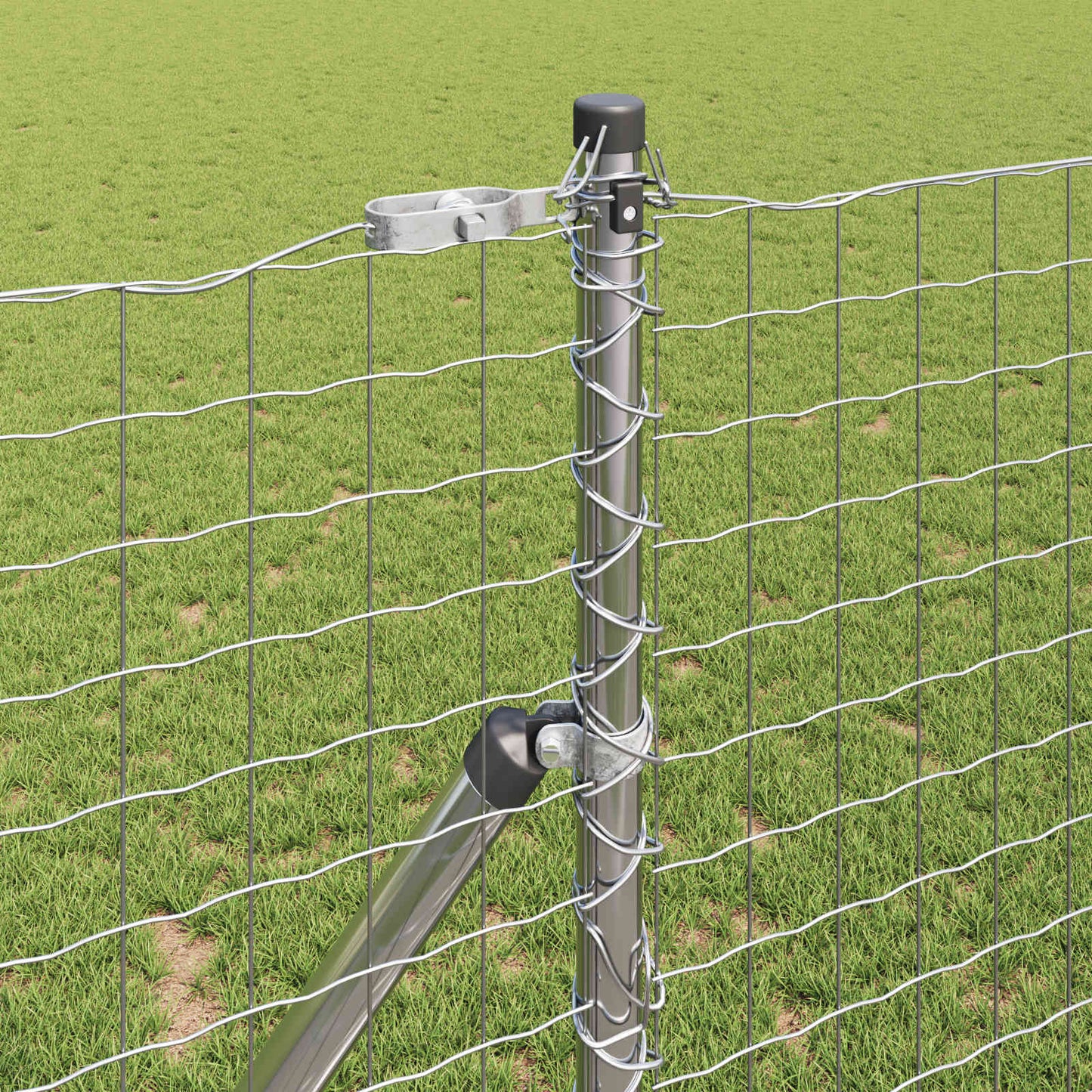 Zaunpfosten 2 pcs Silber Pulverbeschichteter Stahl