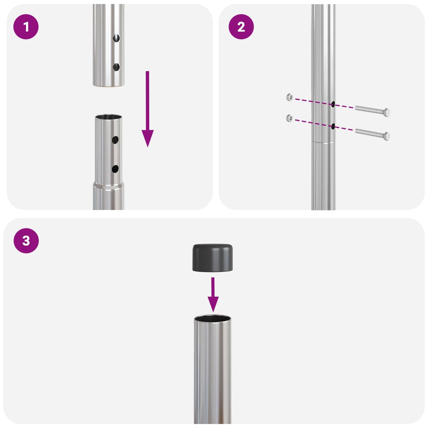 Zaunpfosten 2 pcs Silber Pulverbeschichteter Stahl