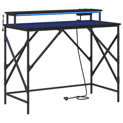 vidaXL Schreibtisch mit Regal Schwarz Eichen-Optik 100 x 50 x 86,5 cm