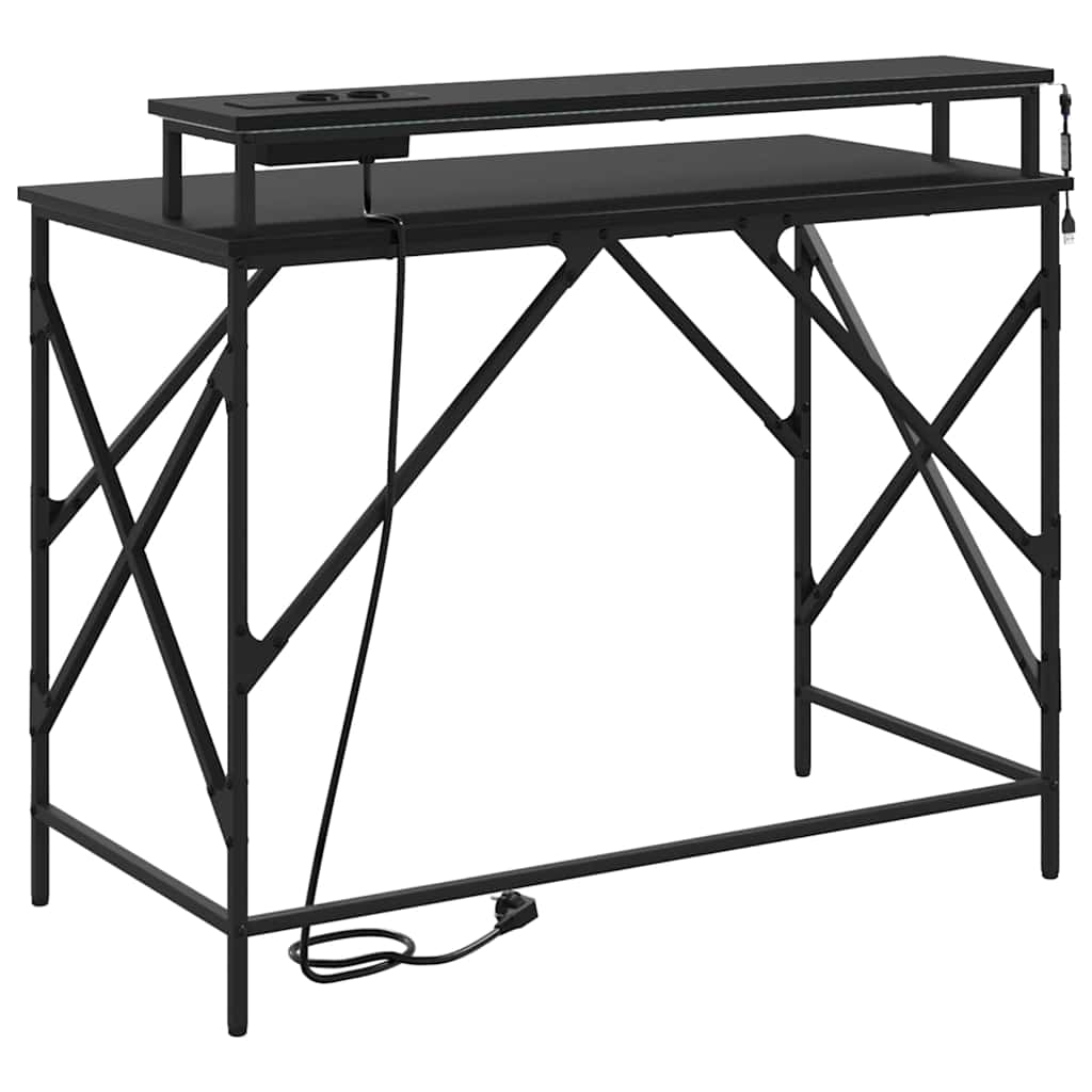vidaXL Schreibtisch mit Regal Schwarz Eichen-Optik 100 x 50 x 86,5 cm