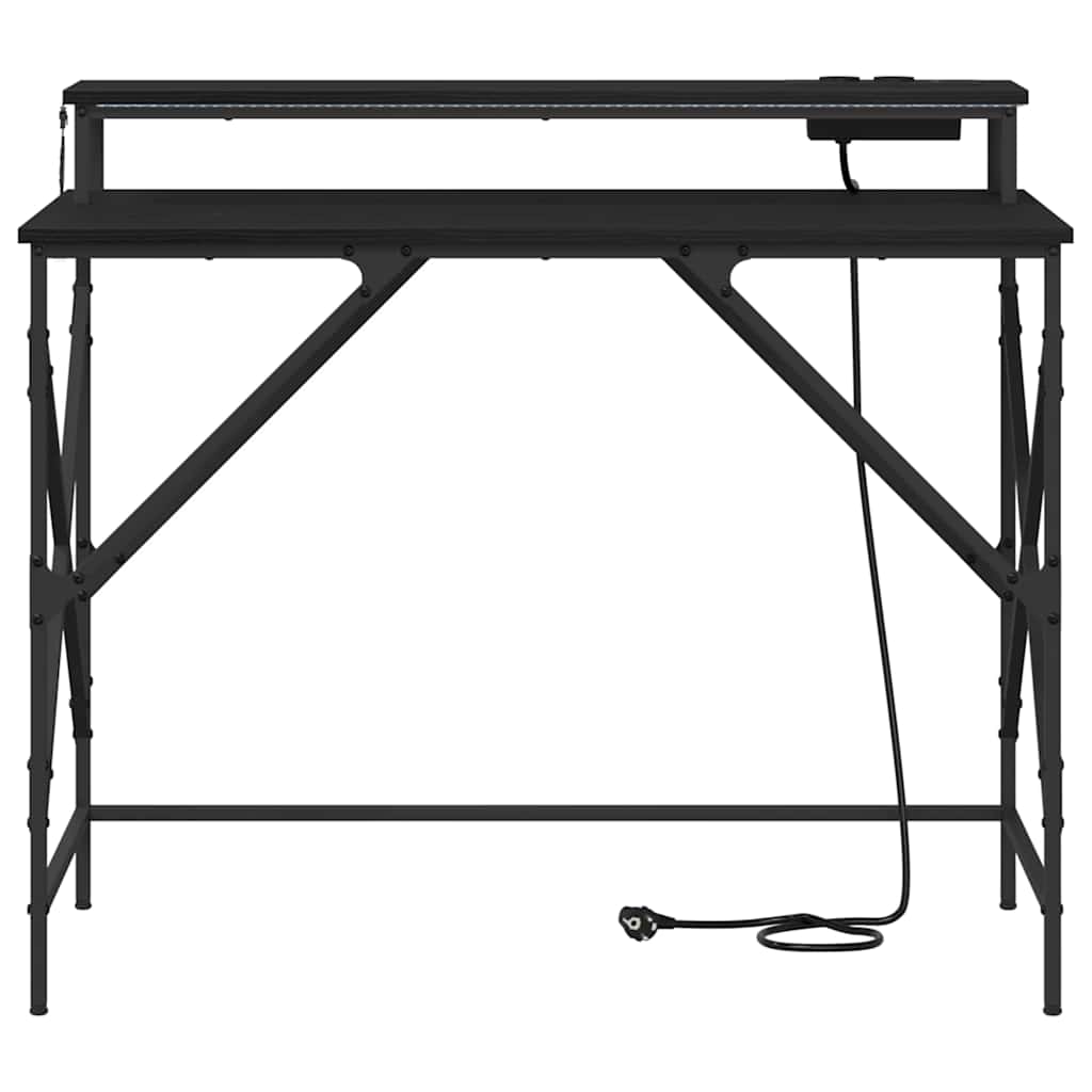vidaXL Schreibtisch mit Regal Schwarz Eichen-Optik 100 x 50 x 86,5 cm