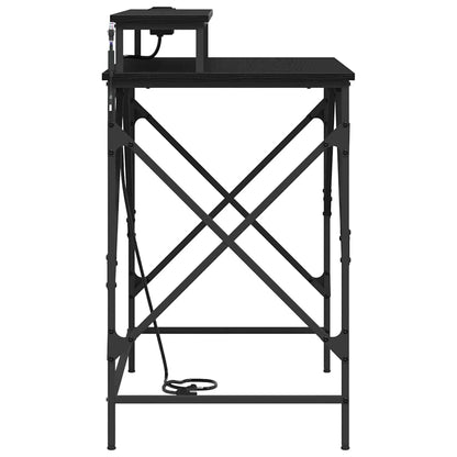 vidaXL Schreibtisch mit Regal Schwarz Eichen-Optik 100 x 50 x 86,5 cm