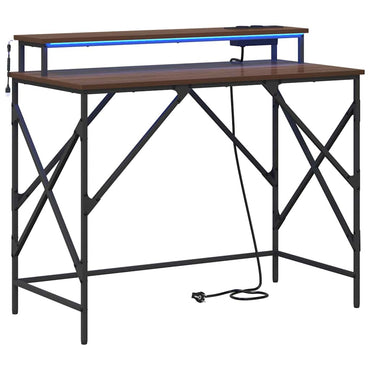 vidaXL Schreibtisch mit Regal Braun Eichen-Optik 100 x 50 x 86,5 cm