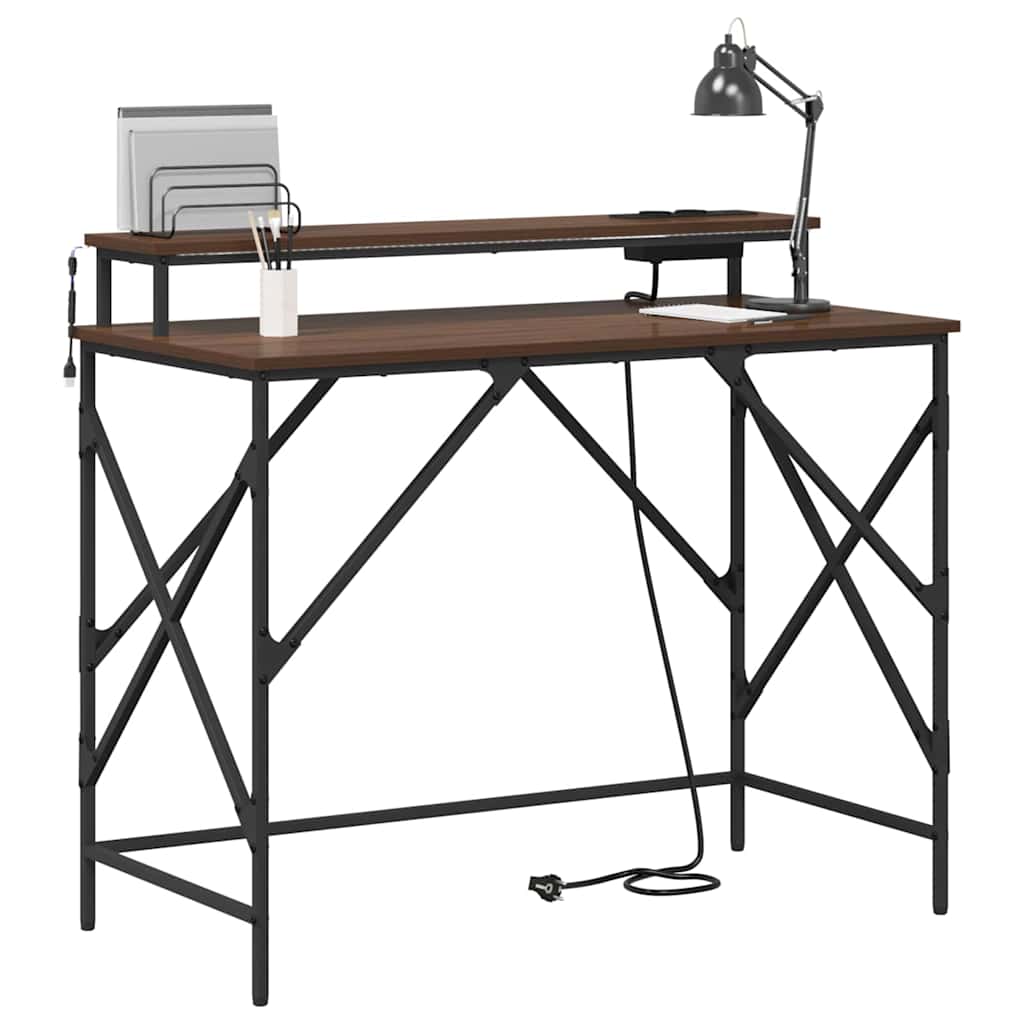 Schreibtisch mit Regal Braun Eichen-Optik 100 x 50 x 86,5 cm