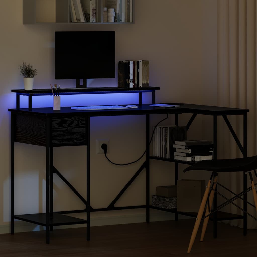 vidaXL Schreibtisch mit Regal Schwarz Eichen-Optik 120 x 79 x 86,5 cm