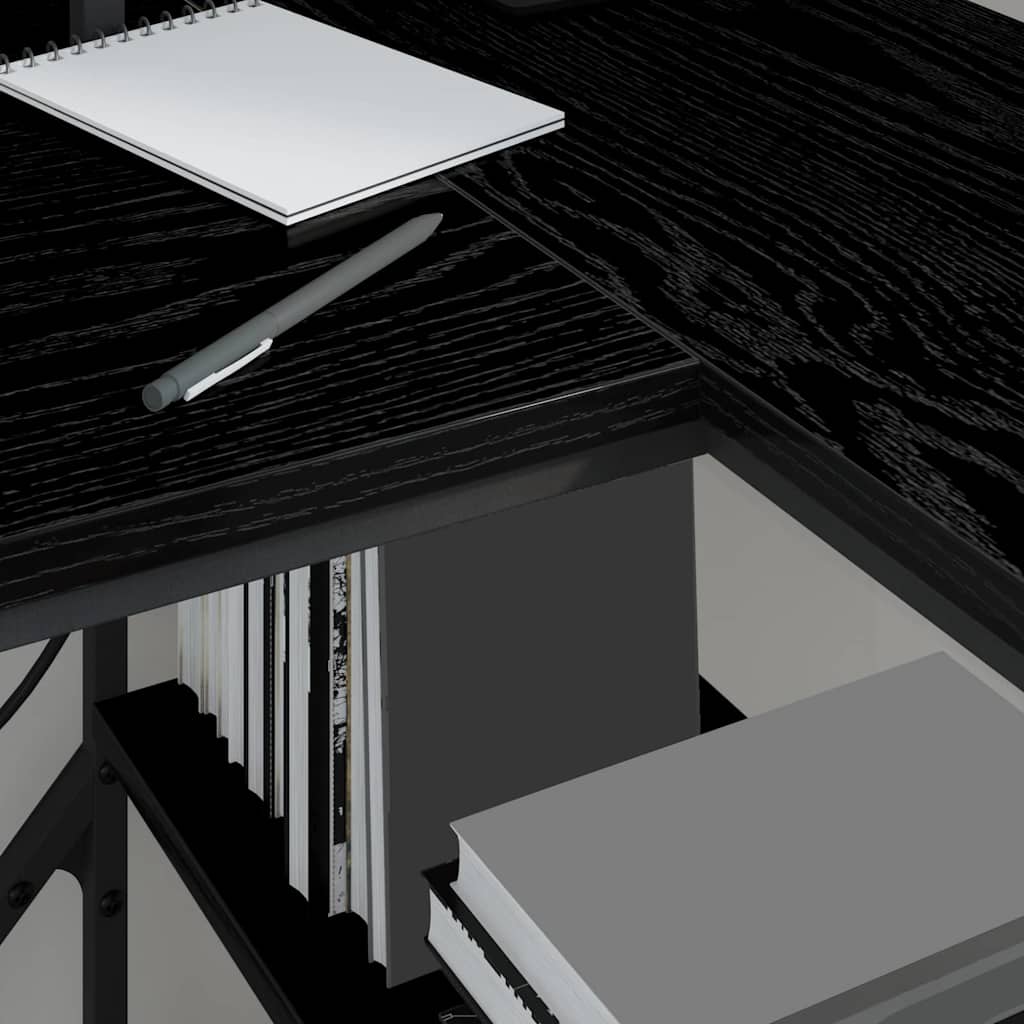 vidaXL Schreibtisch mit Regal Schwarz Eichen-Optik 120 x 79 x 86,5 cm