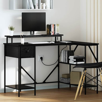 vidaXL Schreibtisch mit Regal Schwarz Eichen-Optik 120 x 79 x 86,5 cm