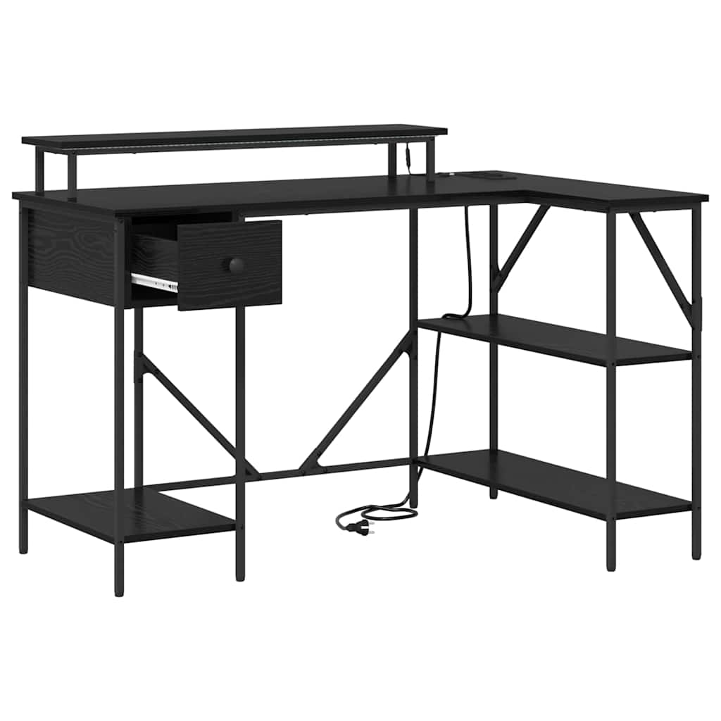vidaXL Schreibtisch mit Regal Schwarz Eichen-Optik 120 x 79 x 86,5 cm