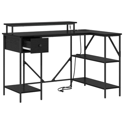 vidaXL Schreibtisch mit Regal Schwarz Eichen-Optik 120 x 79 x 86,5 cm