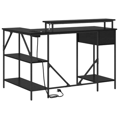 vidaXL Schreibtisch mit Regal Schwarz Eichen-Optik 120 x 79 x 86,5 cm