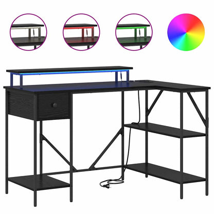 vidaXL Schreibtisch mit Regal Schwarz Eichen-Optik 120 x 79 x 86,5 cm