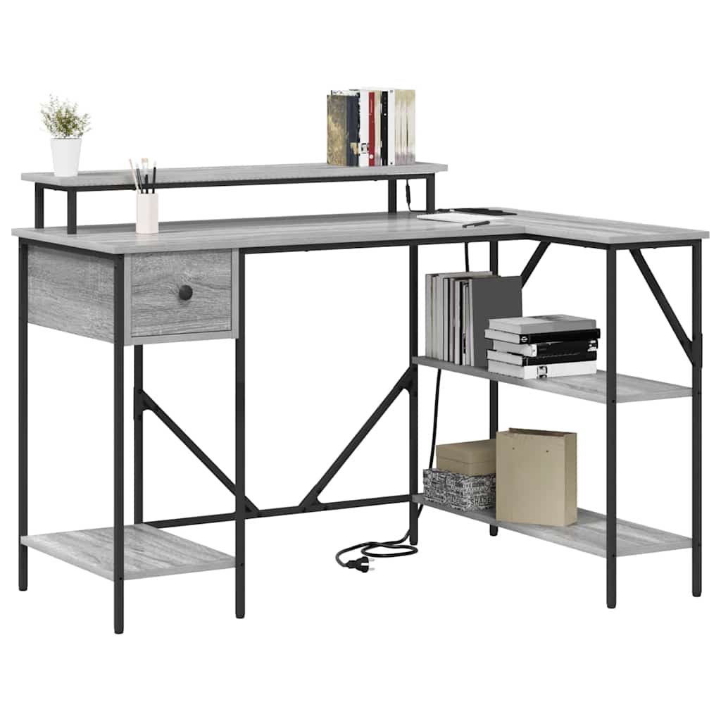 vidaXL Schreibtisch Graues Sonoma 120 x 79 x 86,5 cm Holzwerkstoff