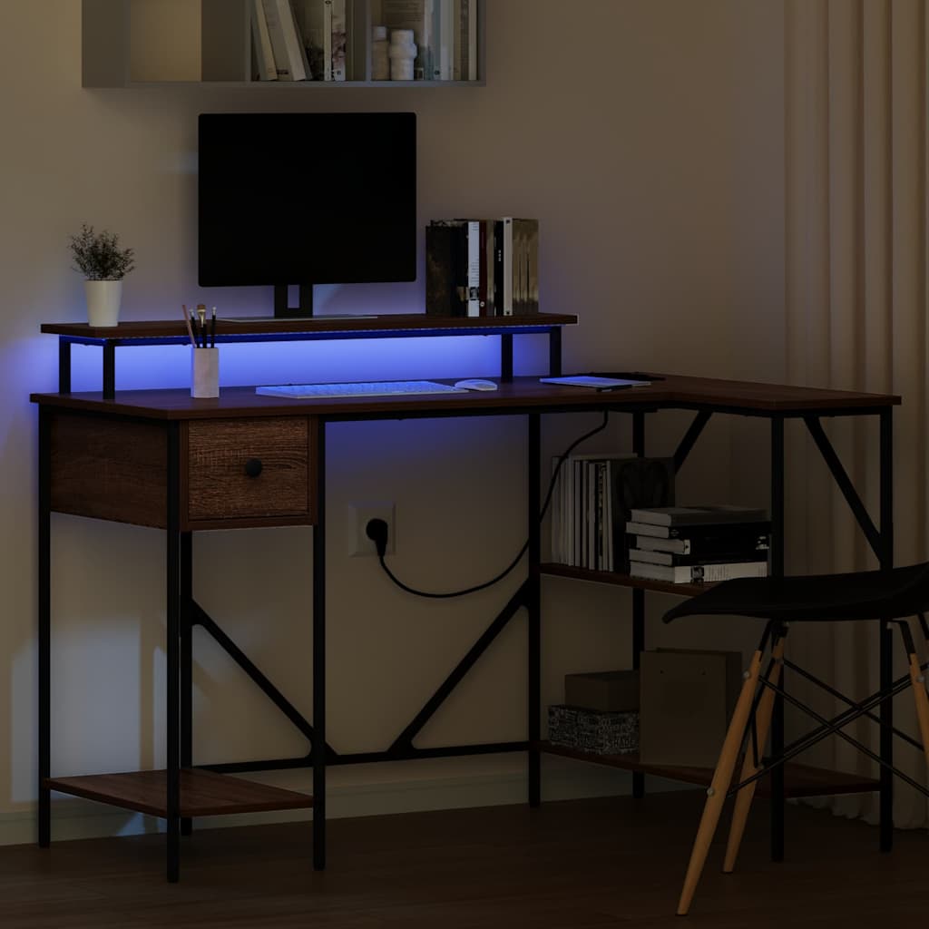 vidaXL Schreibtisch mit Regal Braun Eichen-Optik 120 x 79 x 86,5 cm