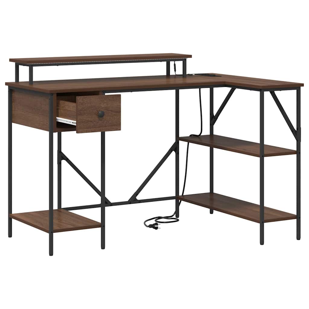 vidaXL Schreibtisch mit Regal Braun Eichen-Optik 120 x 79 x 86,5 cm