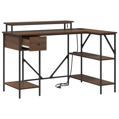 vidaXL Schreibtisch mit Regal Braun Eichen-Optik 120 x 79 x 86,5 cm