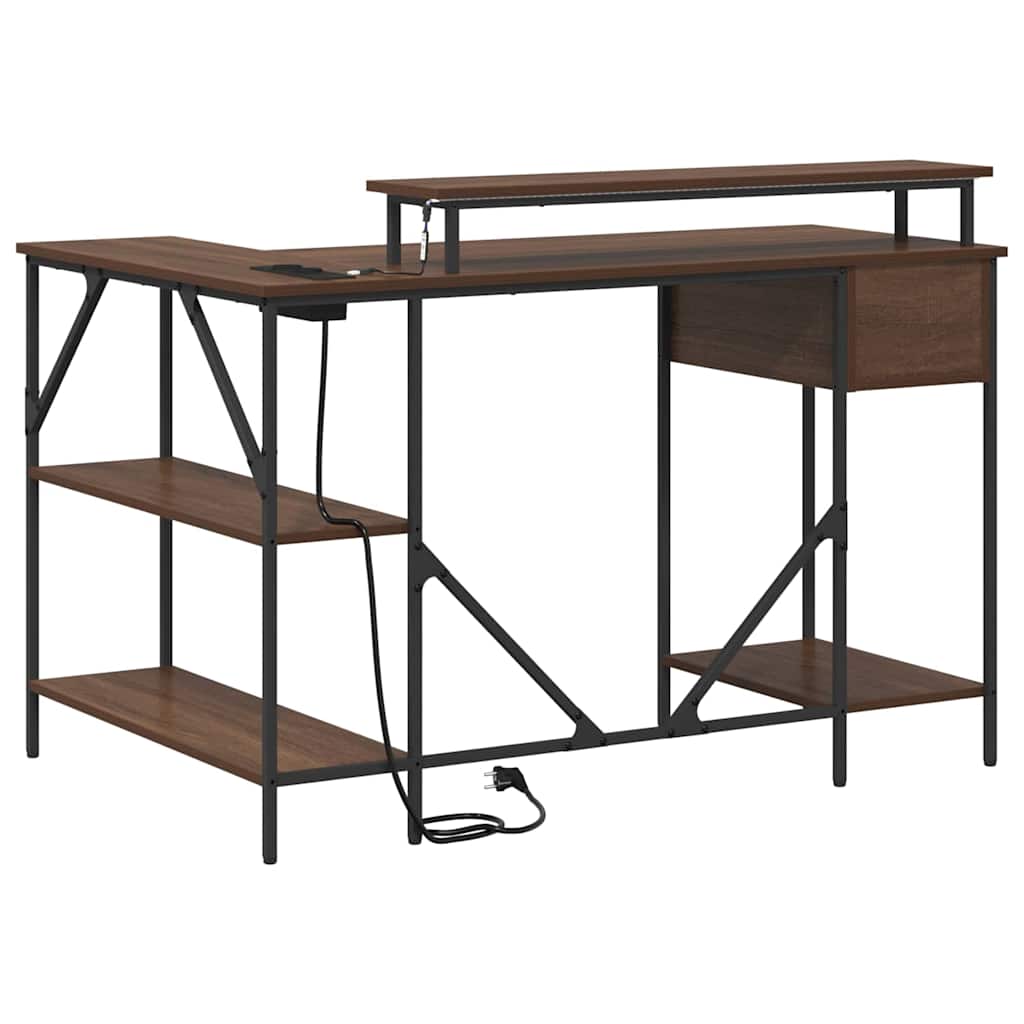vidaXL Schreibtisch mit Regal Braun Eichen-Optik 120 x 79 x 86,5 cm