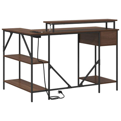 vidaXL Schreibtisch mit Regal Braun Eichen-Optik 120 x 79 x 86,5 cm