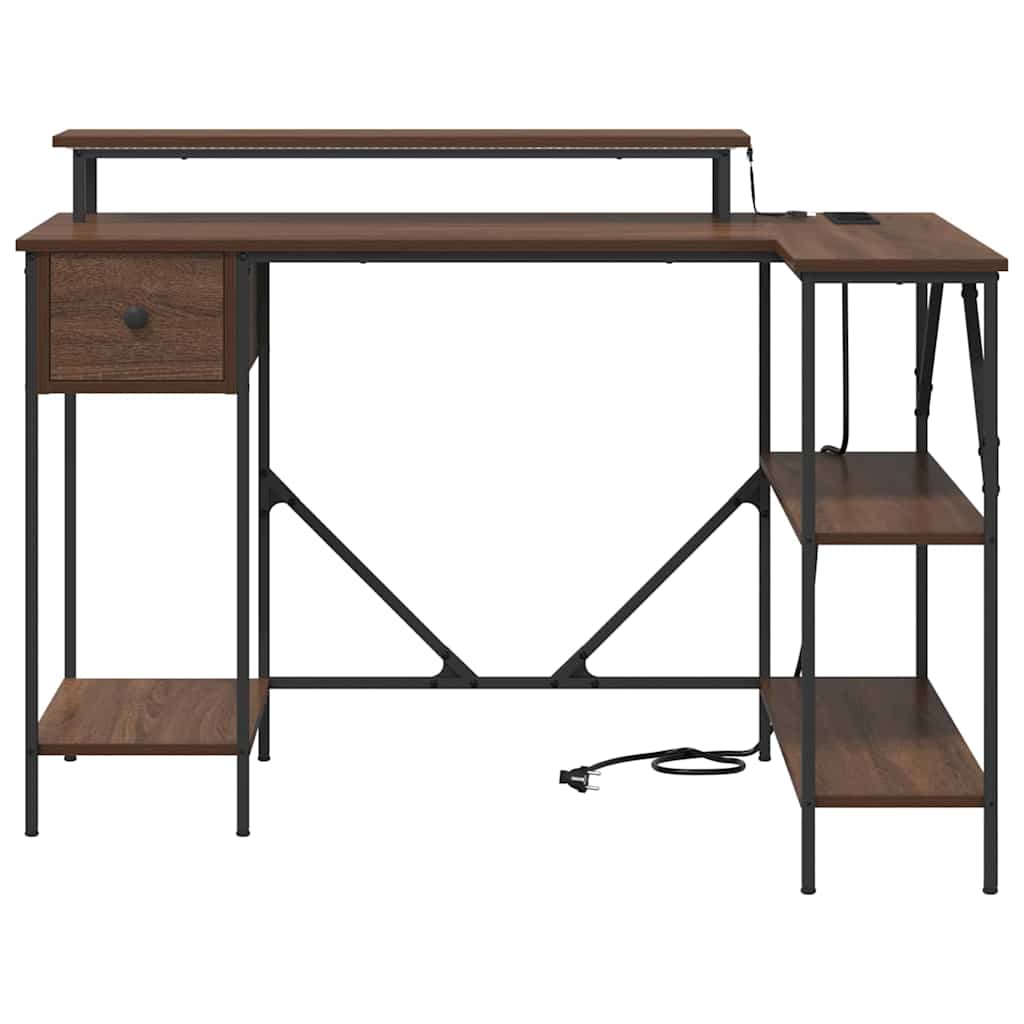 vidaXL Schreibtisch mit Regal Braun Eichen-Optik 120 x 79 x 86,5 cm