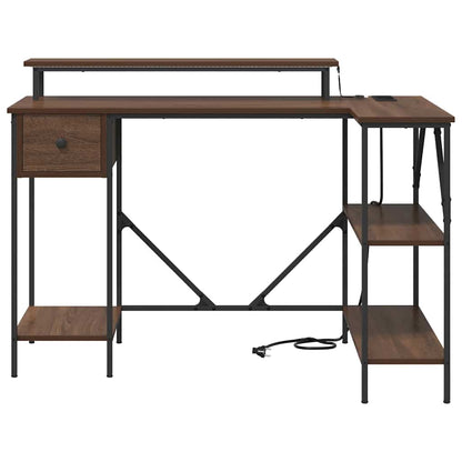 vidaXL Schreibtisch mit Regal Braun Eichen-Optik 120 x 79 x 86,5 cm