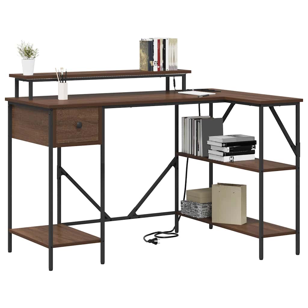 vidaXL Schreibtisch mit Regal Braun Eichen-Optik 120 x 79 x 86,5 cm