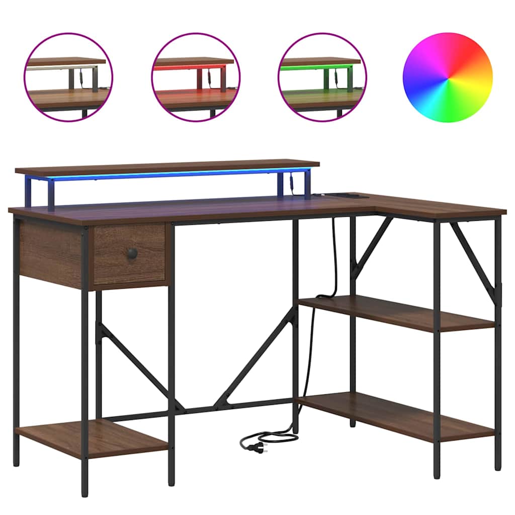 vidaXL Schreibtisch mit Regal Braun Eichen-Optik 120 x 79 x 86,5 cm