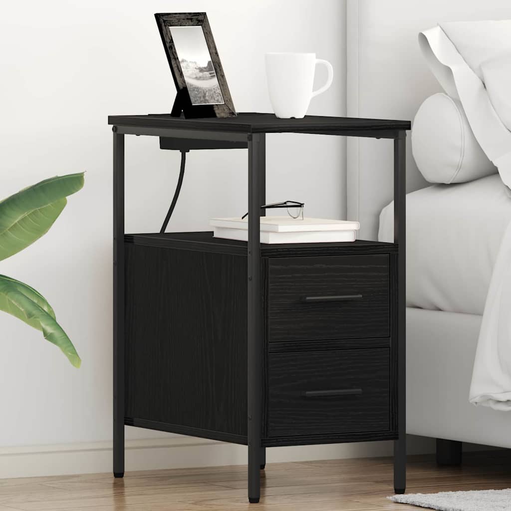vidaXL Nachttisch Schwarz Eichen-Optik 30 x 48 x 61 cm Holzwerkstoff