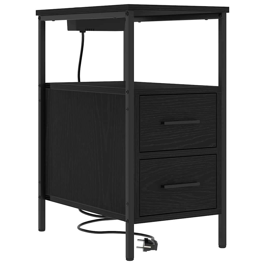 vidaXL Nachttisch Schwarz Eichen-Optik 30 x 48 x 61 cm Holzwerkstoff