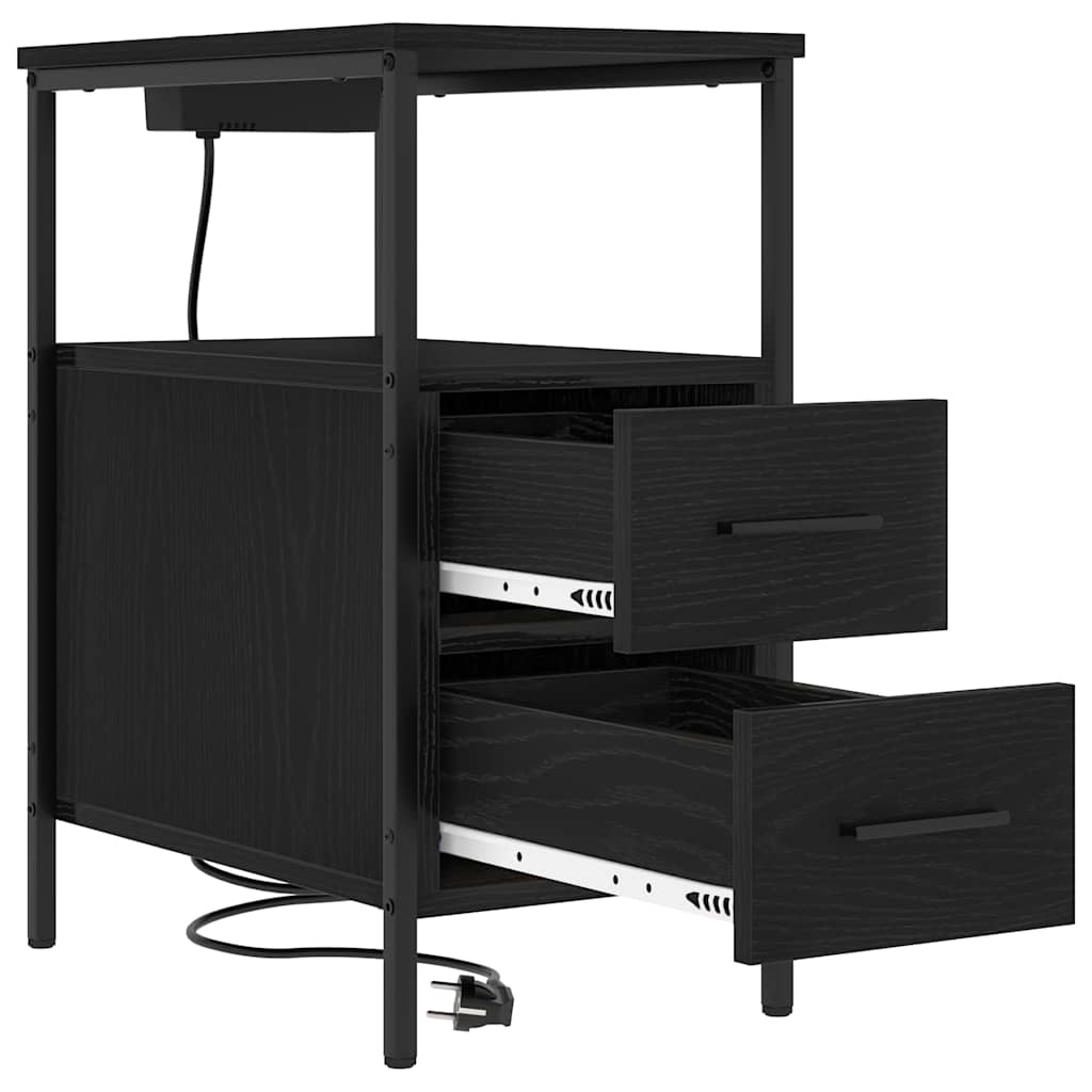vidaXL Nachttisch Schwarz Eichen-Optik 30 x 48 x 61 cm Holzwerkstoff