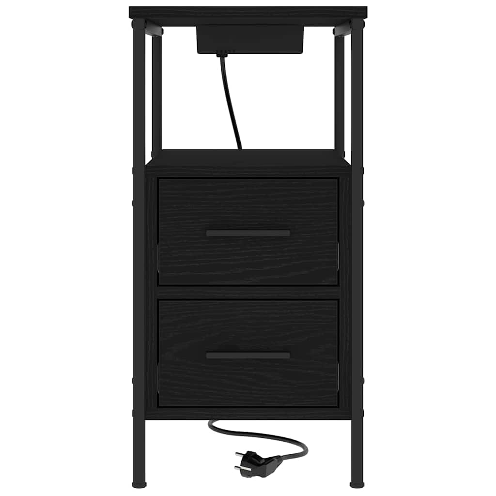 vidaXL Nachttisch Schwarz Eichen-Optik 30 x 48 x 61 cm Holzwerkstoff