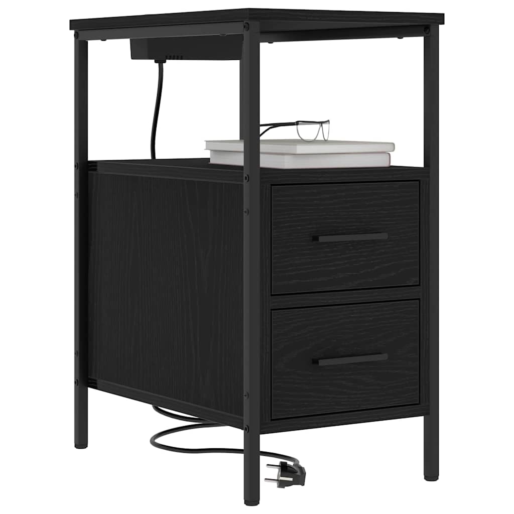 vidaXL Nachttisch Schwarz Eichen-Optik 30 x 48 x 61 cm Holzwerkstoff