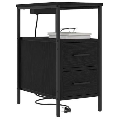 vidaXL Nachttisch Schwarz Eichen-Optik 30 x 48 x 61 cm Holzwerkstoff