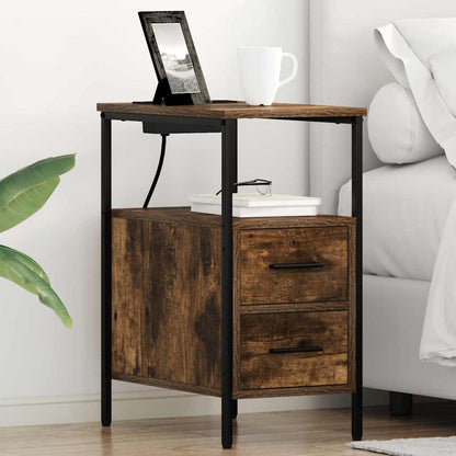 vidaXL Table de chevet Chêne fumé 30 x 48 x 61 cm Bois d'ingénierie
