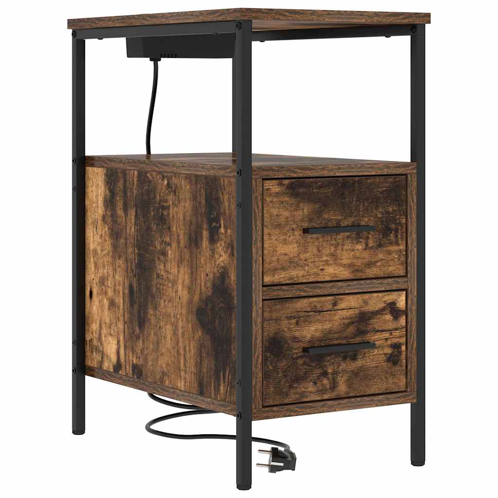 vidaXL Table de chevet Chêne fumé 30 x 48 x 61 cm Bois d'ingénierie