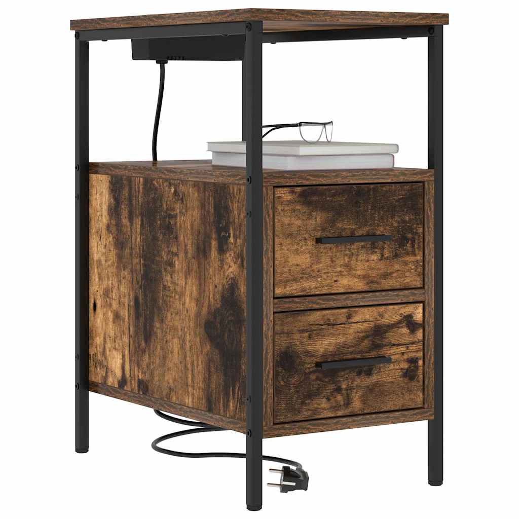 vidaXL Table de chevet Chêne fumé 30 x 48 x 61 cm Bois d'ingénierie