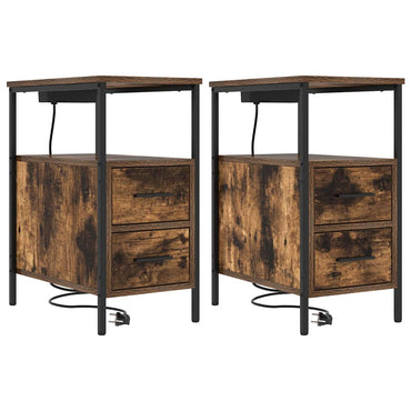 vidaXL Nachttisch 2 pcs Geräucherte Eiche 30 x 48 x 61 cm